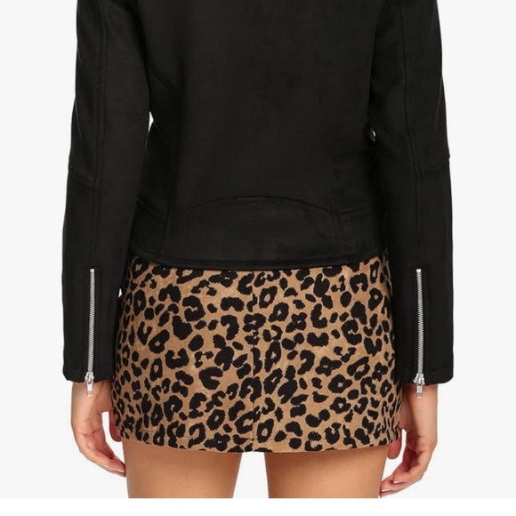 S P Y M Womens Medium Jacket, Moto Biker Suede Coat Black - Picture 3 of 3